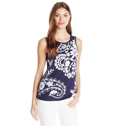 Lucky Brand Women's Embroidered Knit Sleeveless Top, only $9.99