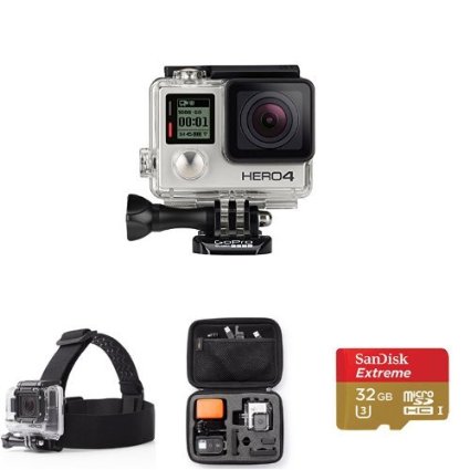 GoPro HERO4极限运动摄像机，次旗舰银色版，送头带、摄像机包、32GB存储卡 $344.99免运费