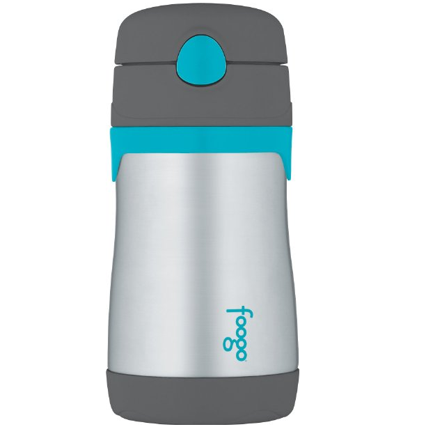 Thermos Foogo Vacuum Insulated Stainless Steel 10-Ounce Straw Bottle, Charcoal/Tea, only$8.63