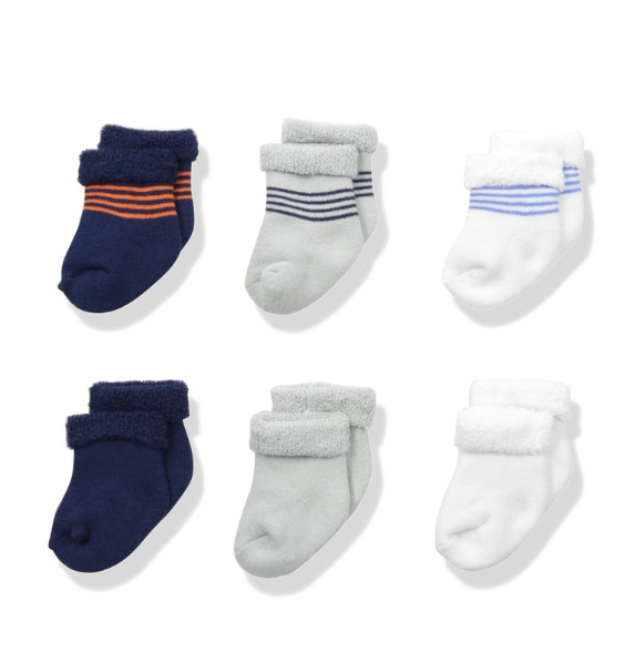 Gerber Unisex-Baby Newborn 6 Pack Cozy Designer Socks  $6.00