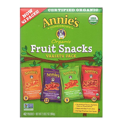 Annie's Homegrown Organic Vegan Fruit Snacks Variety Pack, 42 Count only $15.99