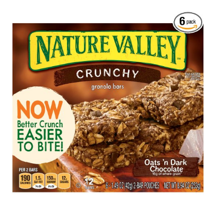 美国油条！ Nature Valley 香脆谷物早餐棒 6个装, 现点击coupon后仅售$9.75, 免运费！