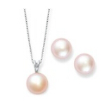 Cultured Freshwater Pearl Earrings and Pendant set in Sterling Silver (9mm)   $18.79