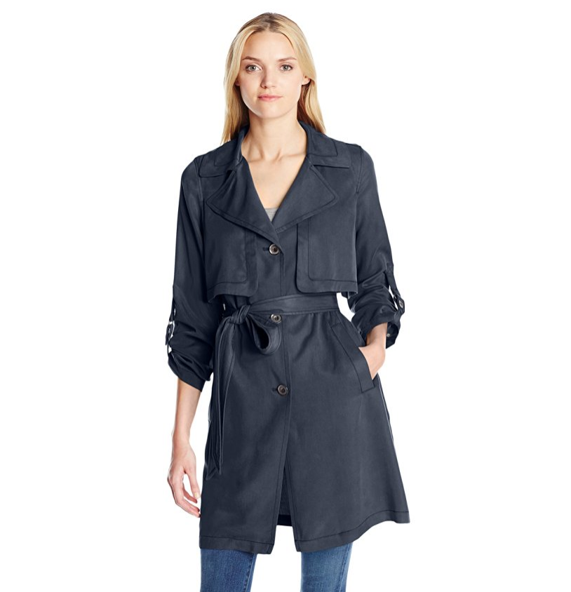 7 For All Mankind Women's Soft Drape Sand Washed Tencel Single Breasted Trench only $63.29