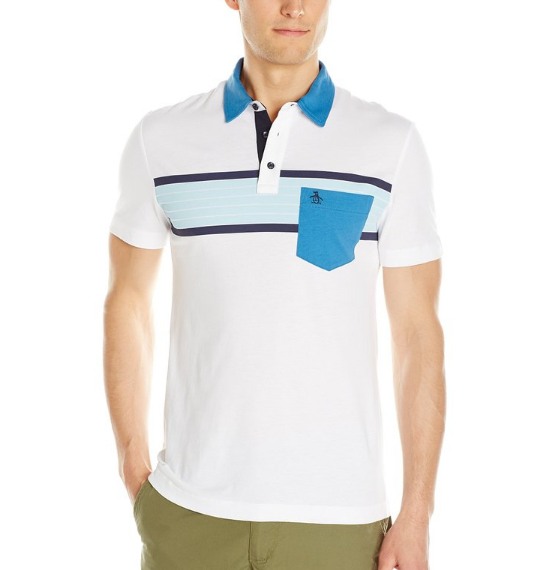 Original Penguin Men's Chest Stripe Polo Shirt with Contrast Pocket only $14.16