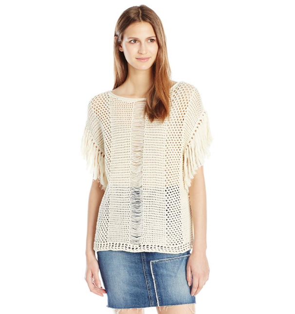 Lucky Brand Women's Nomad Fringe Sweater only$9.99