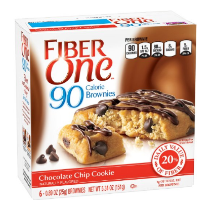Fiber One 巧克力曲奇軟式蛋糕能量棒 6根 151g , 現點擊coupon后僅售$2.09, 免運費！