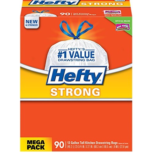 Hefty Strong Tall Kitchen Drawstring Trash Bags (90-Count Bags), Only$14.24, free shipping after using SS