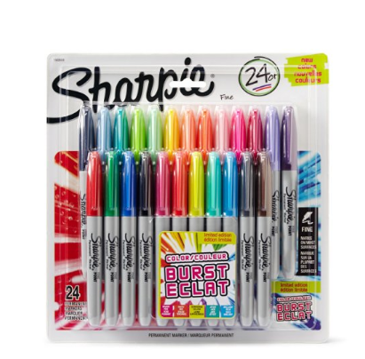 Sharpie Color Burst Permanent Markers, Fine Point, Assorted, 24-Pack (1949557) only $5.76