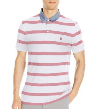 Original Penguin Men's Jacquard Twill-Stripe Polo Shirt with Chambray Collar only $16.25