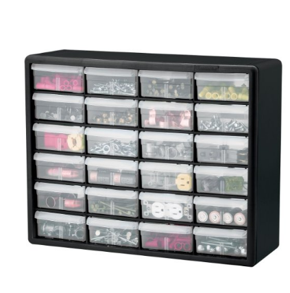 Akro-Mils 10124 24 Drawer Plastic Parts Storage Hardware and Craft Cabinet, 20-Inch x 16-Inch x 6.5-Inch, Black only $19.97
