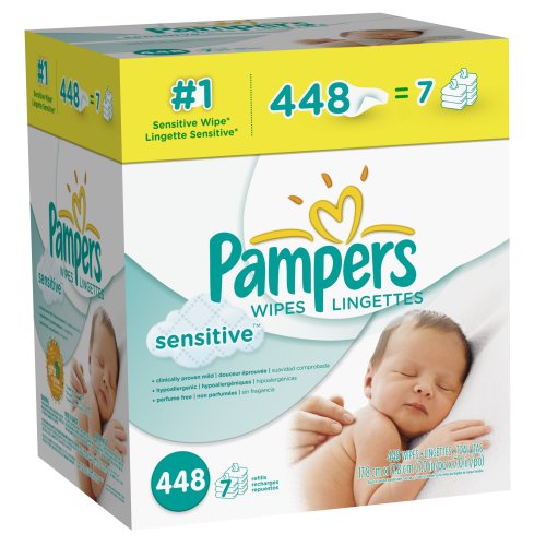 Pampers Sensitive Wipes 7x Box, 448 Count, only $10.23, free shipping after clipping coupon and using SS