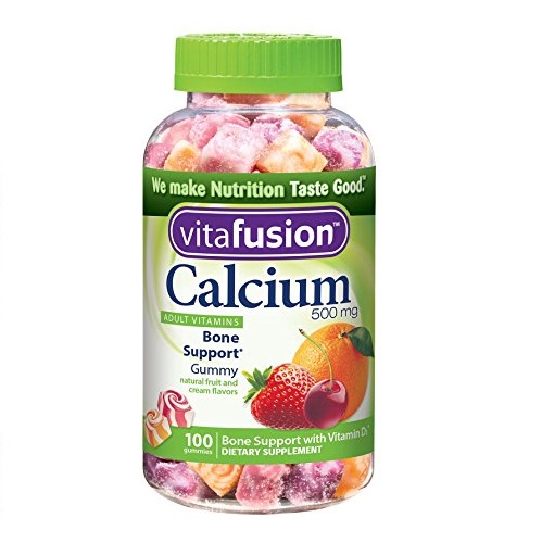 Vitafusion Calcium水果味成人软糖咀嚼钙片500毫克，100粒，原价$12.00，现点击coupon后仅售 $8.39，免运费