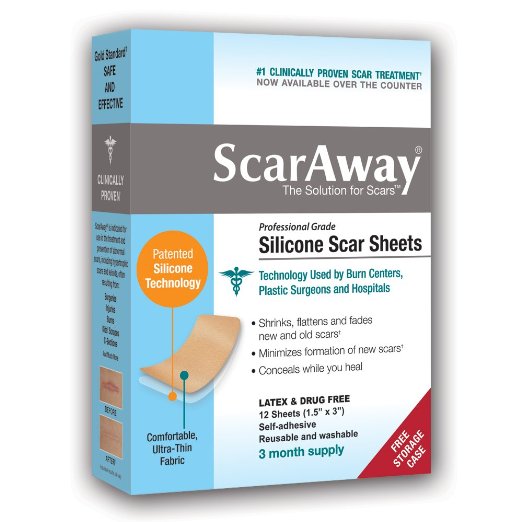 ScarAway Silicone Scar Sheets shrink, flatten and fade scars, 12 Reusable Sheets, only $13.10