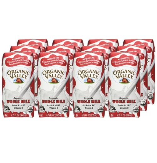 销量冠军! Organic Valley 有机纯全脂牛奶 6.75盎司x12盒  现点击coupon后仅售$11.79, 免运费！