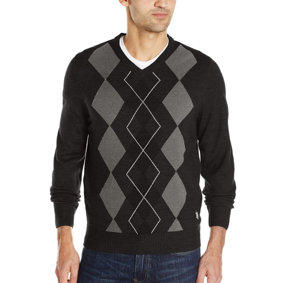 U.S. Polo Assn Men's L/s V-Neck Argyle Soft Acrylic Sweater only $9.31