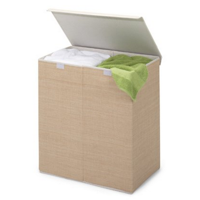 Honey-Can-Do HMP-01367 Two-in-One Double Resin Hamper with Cover, Natural, 2-Bin, Only $19.99, You Save $29.01(59%)