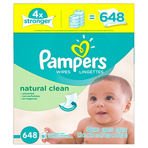 Pampers Baby Wipes Natural Clean 9x Refill 648 Count, Only $13.59, free shipping after clipping coupon and using SS