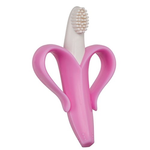 Baby Banana Bendable Training Toothbrush, Pink and White, Infant, Only$5.90
