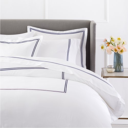 Pinzon 400-Thread-Count Hotel Stitch Duvet Cover - King, Navy Stripes, Only $35.92, You Save $29.07(45%)