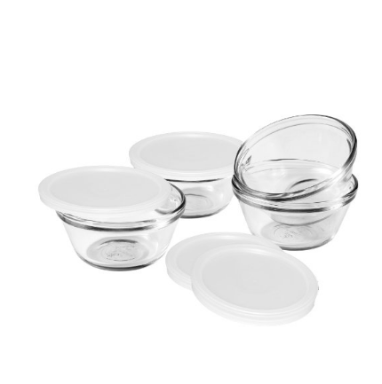 Anchor Hocking 80381L11 Set of 4 Custard Cups with 4 Lids, 6 ounces only $3.99