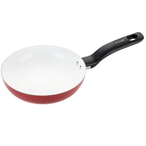 T-fal C91402 Initiatives Nonstick Ceramic Coating PTFE PFOA and Cadmium Free Scratch Resistant Dishwasher Safe Oven Safe Fry Pan Cookware, 8-Inch, Red, Only $10.39, You Save $7.60(42%)