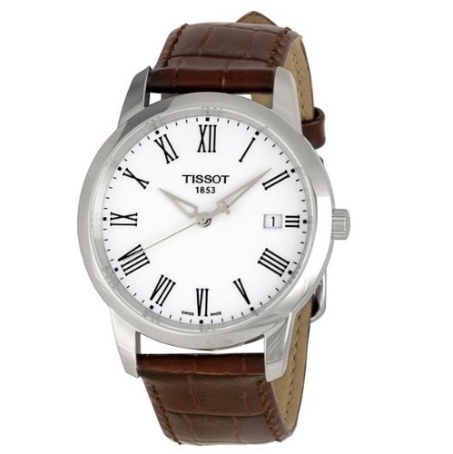 Tissot Men's T0334101601300 T-Classic Dream White Dial Brown Leather Strap Watch, Only$155.99 , You Save $69.00(31%)