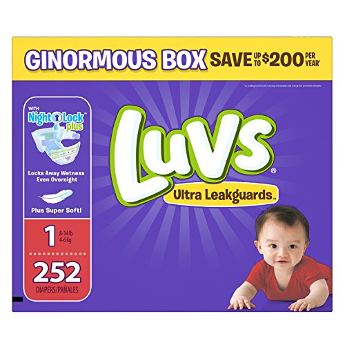 速搶！Luvs可伸縮防漏 Ultra Leakguards 尿片，1號252片，原價$35.99，現僅售$19.93，免運費