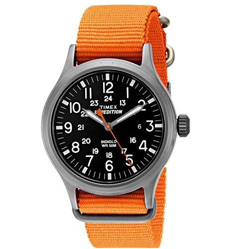 Timex Men's 'Expedition Scout' Quartz Brass and Nylon Casual Watch, Color:Orange (Model: TW4B046009J), Only $23.99