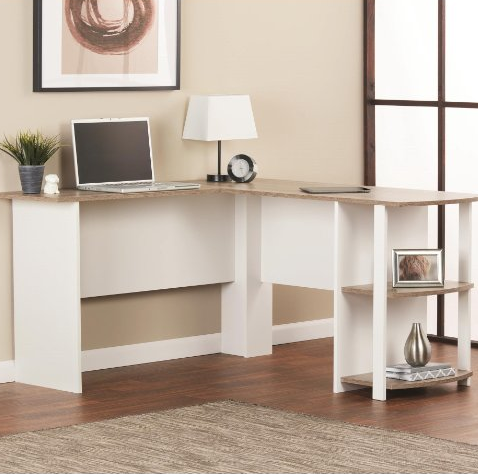 Altra Furniture 9354015PCOM Dakota L-Shaped Desk with Bookshelves, White/Sonoma Oak only $58.71