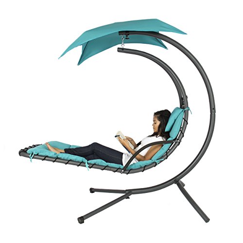 Best Choice Products® Hanging Chaise Lounger Chair Arc Stand Air Porch Swing Hammock Chair Canopy Teal, Only $129.99, free shipping