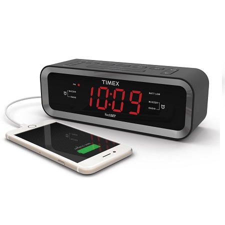史低价！Timex天美时  T236B 调频调幅收音机闹钟，带USB充电接口，原价$52.72，现仅售$21.97