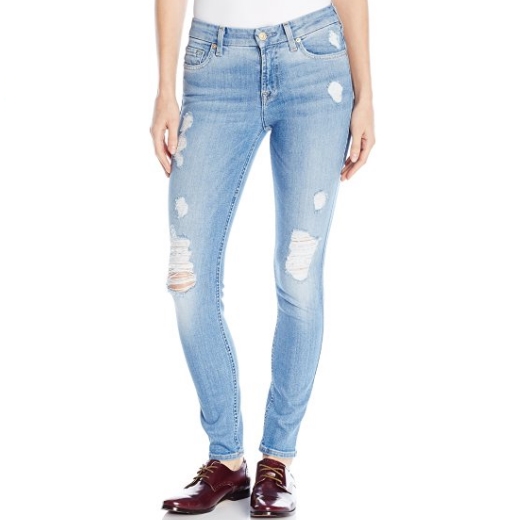 7 For All Mankind Women's The Skinny Jean with Squiggle and Destroy In Aegean Sea 2 $53.23 FREE Shipping