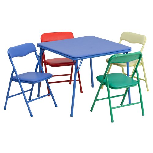史低价！Kids 儿童 彩色 可折叠桌椅5件套，原价$115.00，现仅售$31.15，免运费