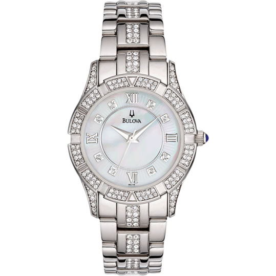 Bulova Women's 96L116 Swarovski Crystal Bracelet Mother of Pearl Dial Watch , only $116.38, free shipping