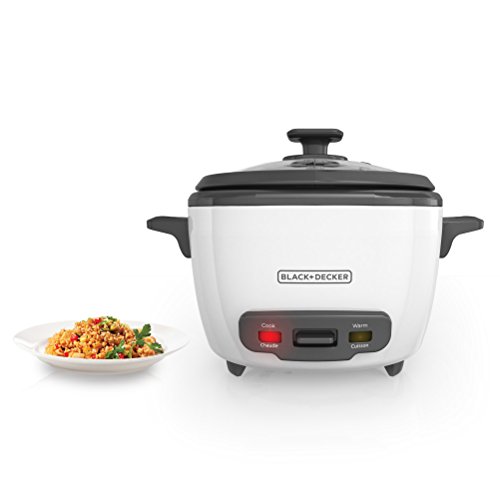 BLACK+DECKER RC516 16-Cup Cooked/8-Cup Uncooked Rice Cooker and Food Steamer, White, Only $17.99