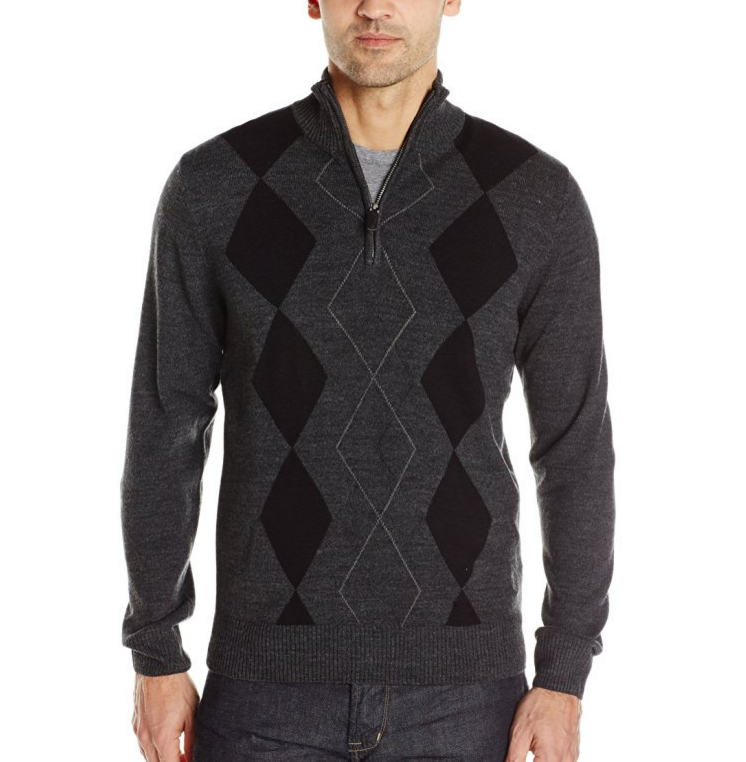 U.S. Polo Assn. Men's Long-Sleeve Quarter-Zip Soft Acrylic Argyle Sweater only $10.84
