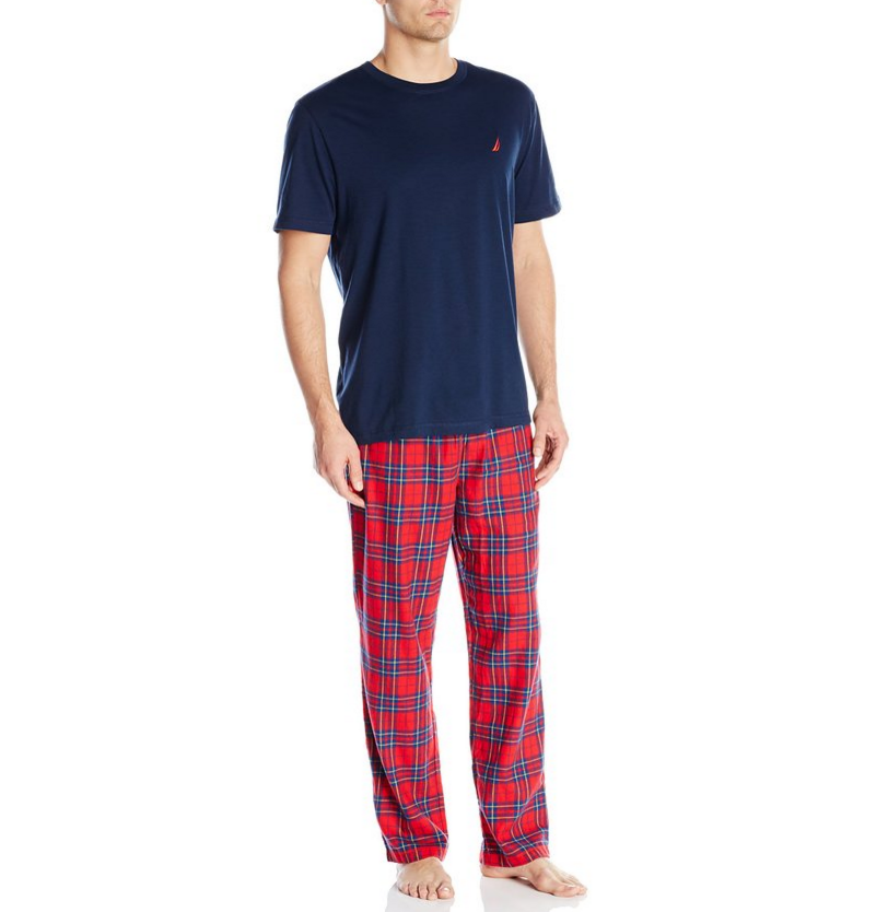 Nautica Men's Pajama Set with T-Shirt and Red Plaid Pant only $12.85