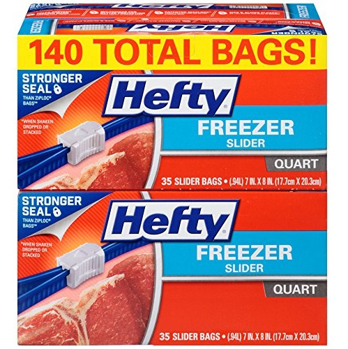 史低价！Hefty Quart 规格密实袋冷冻专用，140个装，原价$14.99，现点击coupon后仅售$6.47，免运费