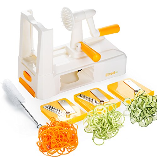 Zestkit Tri-Blade Vegetable Spiral Slicer: Spiralizer, Veggie Pasta Spaghetti Maker, 3 Blades (White, Yellow), Only $16.99