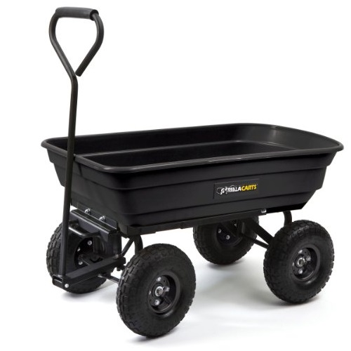Gorilla Carts GOR200B Poly Garden Dump Cart with Steel Frame and 10-Inch Pneumatic Tires, 600-Pound Capacity,, Only $48.58
