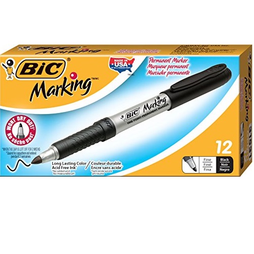 史低價！BIC Marking 黑色細記號筆，12隻裝，原價$13.49，現僅售$3.94