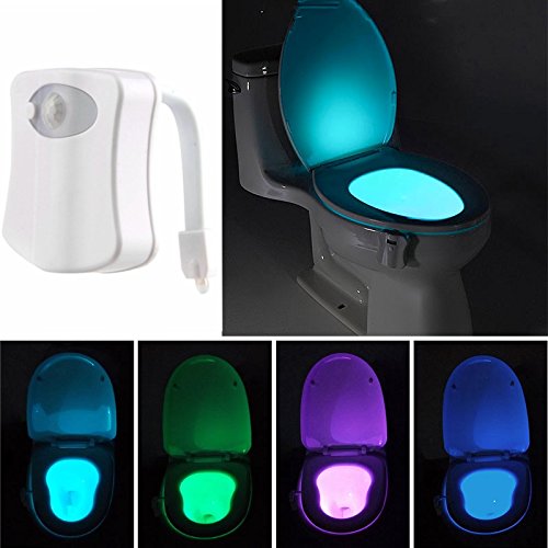 KINGSO LED Toilet Light Sensor Motion Activated Glow Toilet Bowl Light Up Sensing Toilet Seat Night light Inside Bathroom Washroom 8 Color, Only	$9.96