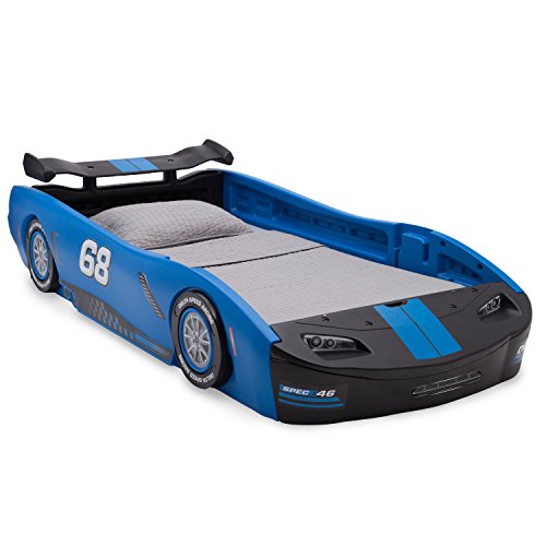 Delta Children Turbo Race Car Twin Bed, Blue, Only$121.87 , free shipping