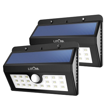 銷售第一！Litom  20個LED燈泡 太陽能感應防水戶外壁燈，2個裝，現僅售$31.99