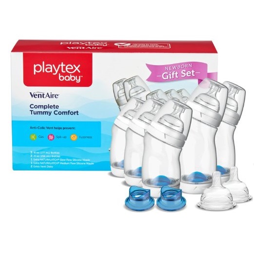 倍儿乐Playtex宽口防胀气新生儿奶瓶套装原价$30.49，现折扣后仅售$15.26