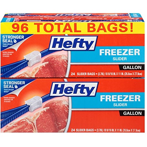 史低价！Hefty 食物保鲜存储袋，一加仑容量，96个装，现点击coupon后仅售$10.49，免运费