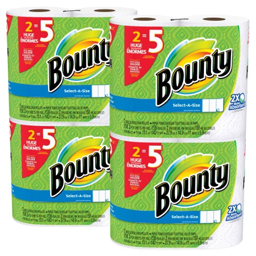 Bounty Select-a-Size Paper Towels, White, Huge Roll, 8 Count, only $14.15 after clipping coupon