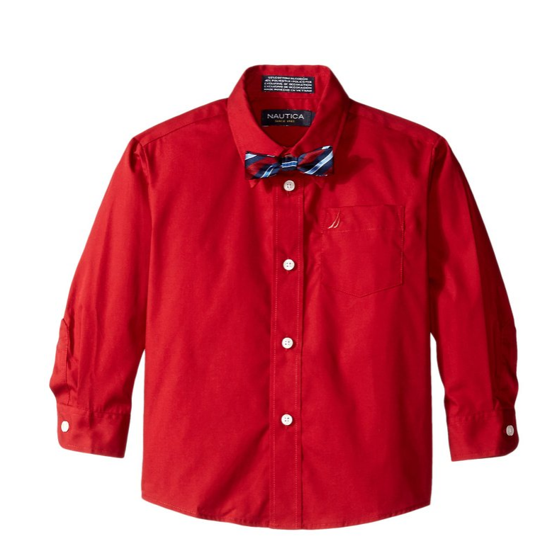 Nautica Boys' Long Sleeve Solid Shirt with Bow Tie only $5.84
