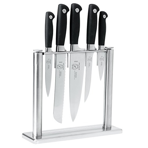 Mercer Culinary Genesis烹饪刀具+钢化玻璃刀架6件套组，现仅售	$92.43，免运费